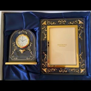 Mikimoto clock and picture frame set.